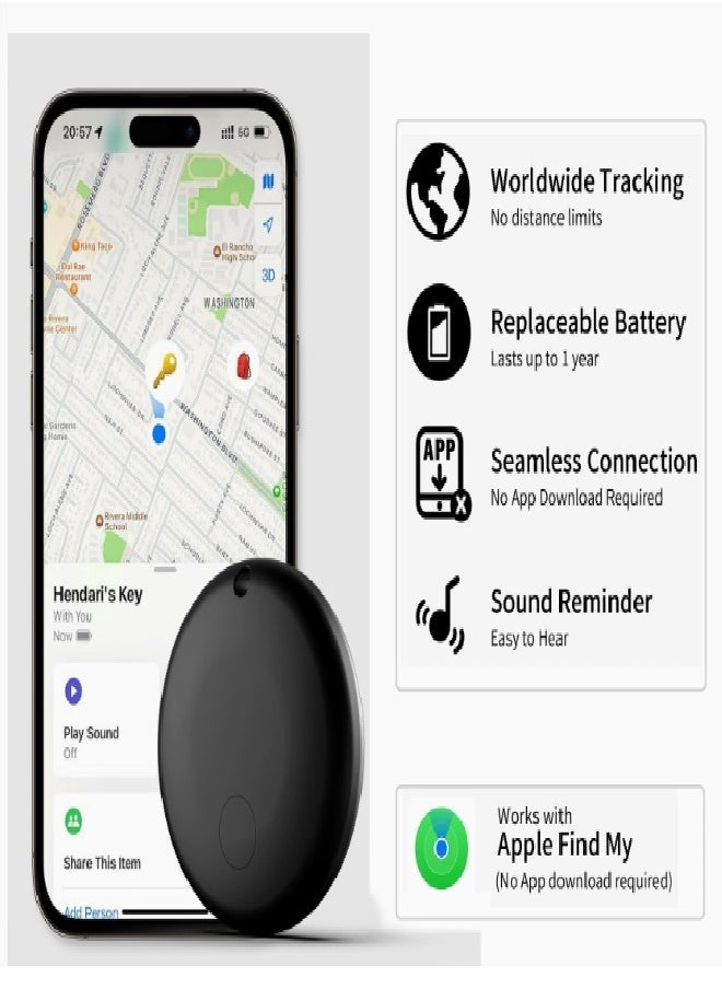 Occuwzz - Smart Tracker Item Finder for Apple Find My (iOS Only), Super MINI Size Key Finder Item Locator for Luggage,Wallet,Bicycle and More, IPX6 Waterproof Works Like Apple Airtag(Black-1 Pack) - Image 1