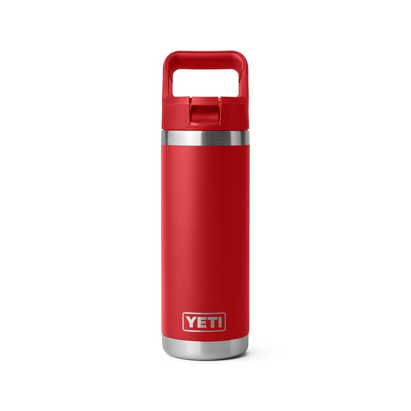 YETI Rambler 18 oz Bottle, Vacuum Insulated, Stainless Steel with Color Matching Straw Cap, Rescue Red - Image 3