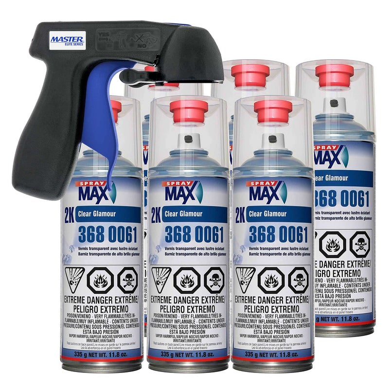 Spray Max 2K Clear Coat Aerosol Spray Cans 6 Pack High Gloss Automotive Clear Coat for Car Repair and New Paint Jobs Two Stage Clear Coat Professional Results With Master Aerosol Trigger