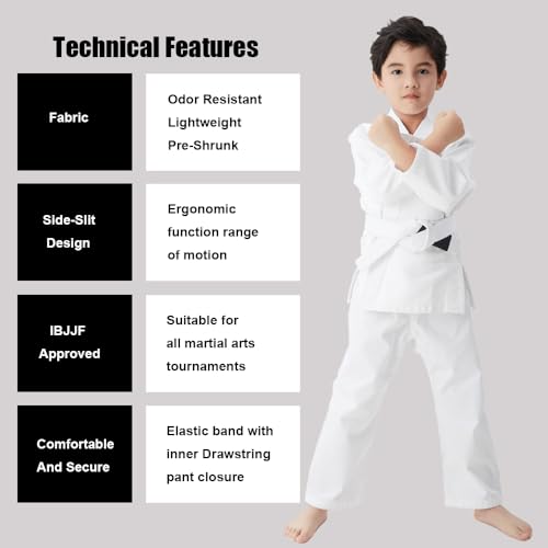 FIGHTSPIRIT Kids Brazilian Jiu Jitsu Gi Youth IBJJF Children’s BJJ Uniform Durable Pant & Jacket Belt Not Included - Image 3