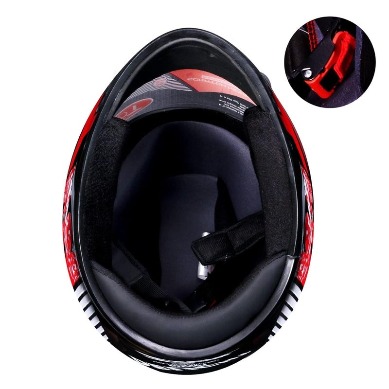 STiSS Strong and Durable Stylish Full Face Men Motorbike Helmet | Scratch Resistance and Silicone Glass Protection - (Red) - Image 3