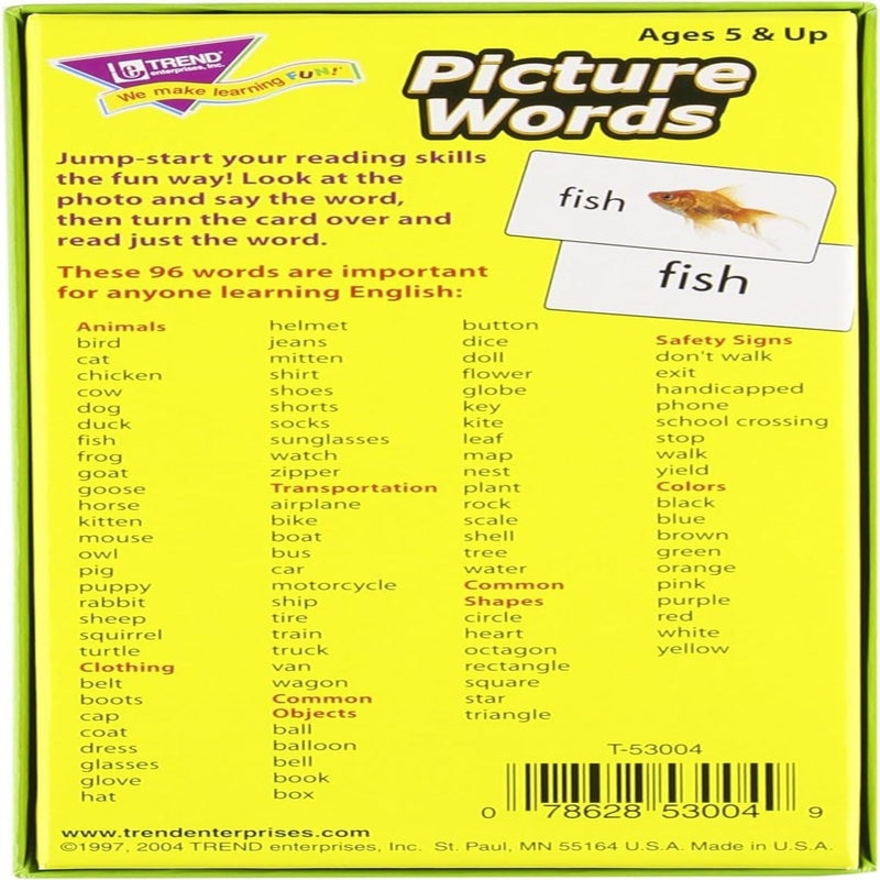 Trend Enterprises: Picture Words Skill Drill Flash Cards, Content-Rich Self-Checking Cards to Practice and Master, Great for Skill Building, 96 Cards Included, Ages 5 and Up - Image 3