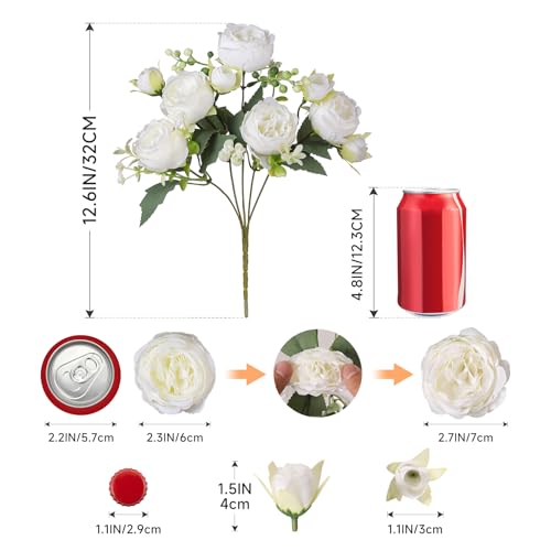 Luyue 2 Packs Peonies Artificial Flowers Vintage Faux Peony Bouquet Fake Flower for Vase Silk Floral Arrangements for Table Centerpiece Wedding Decoration Indoor Home Decor - Image 3