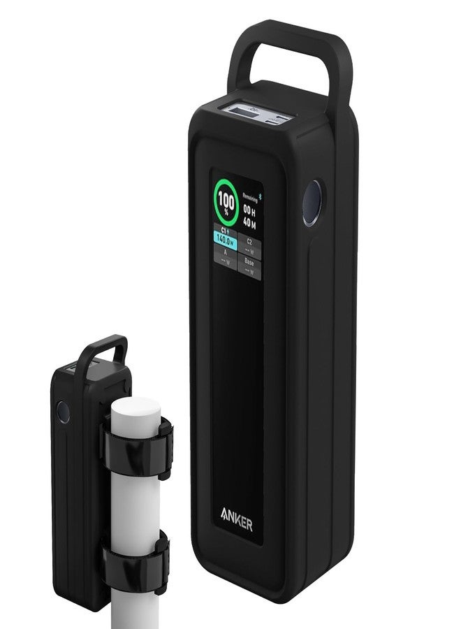 CaSZLUTION Protective Silicone Case for Anker Prime Power Bank 27,650mAh 250W - Portable with Handle & Hook Loop Strap, Anti-Slip & Shockproof Design (Black)