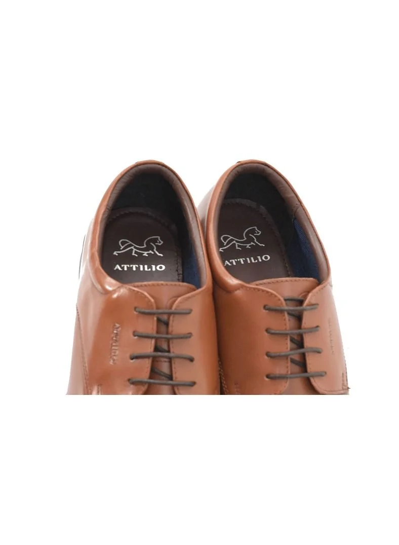 ATTILIO Men's Robert Woo 4 Lace Up Comfort Tan Brown Leather Work Office Formal Occasion Party Casual Wear Italian Design Anti Skid Premium Shoes