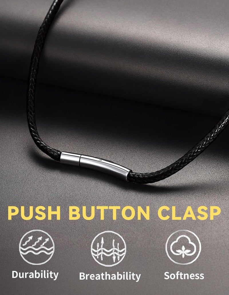 ChainsHouse سلسلة منزل مقاومة للماء من جلد أسود مضفر مع مشبك، حبل للرجال والنساء لتصميم DIY، متاحة للتخصيص، عرض 1.5/2/3 مم، طول 16/18/20/22/24/26/28/30" (مع علبة هدايا) - Image 4