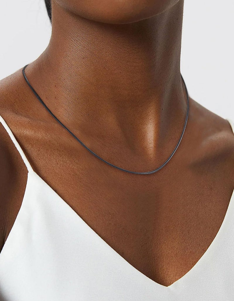 ChainsHouse سلسلة منزل مقاومة للماء من جلد أسود مضفر مع مشبك، حبل للرجال والنساء لتصميم DIY، متاحة للتخصيص، عرض 1.5/2/3 مم، طول 16/18/20/22/24/26/28/30" (مع علبة هدايا) - Image 5