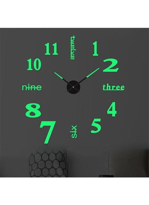 3D Wall Decal Decorative Clock Wall Clock 3D Dimensional Wall Clock Punch Free And Easy To Install 3D Dimensional Clock 3D Wall Decal Decorative Clock Glow In The Dark Luminous Large