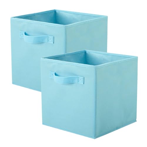 PowerKing Collapsible Storage Cubes with Handles, Fabric Foldable Bins for Closet Shelves, Durable Organization Storage Bins, 10.5'' x 11'' x 10.5'' (Blue, 2Pack) - Image 1