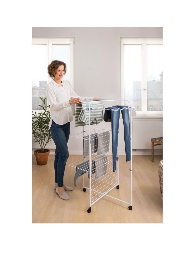 gimi حامل المناشف القابل للطي جيمي لينير 3 - رف تجفيف من الصلب الإيطالي مع ثلاثة أرفف وستة شبكات مستقلة - Image 3