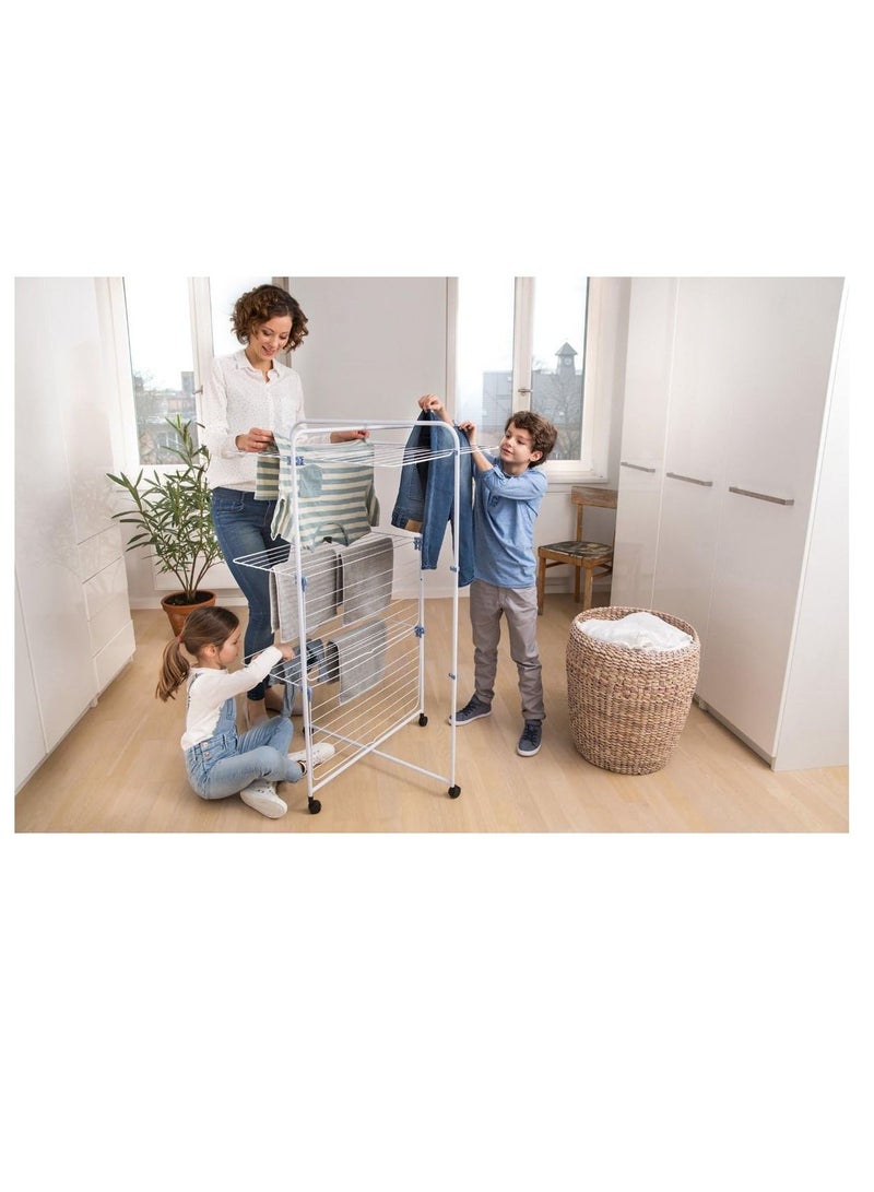 gimi حامل المناشف القابل للطي جيمي لينير 3 - رف تجفيف من الصلب الإيطالي مع ثلاثة أرفف وستة شبكات مستقلة - Image 4