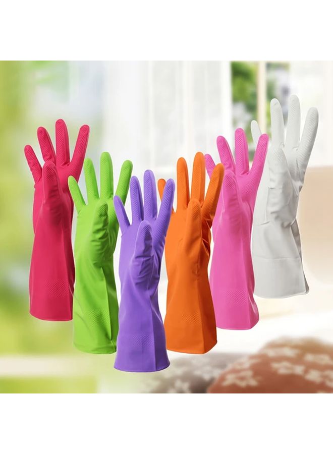 Pink Household Cleaning Gloves Reusable Dish Washing Latex 12.2 Inch Long - Image 2