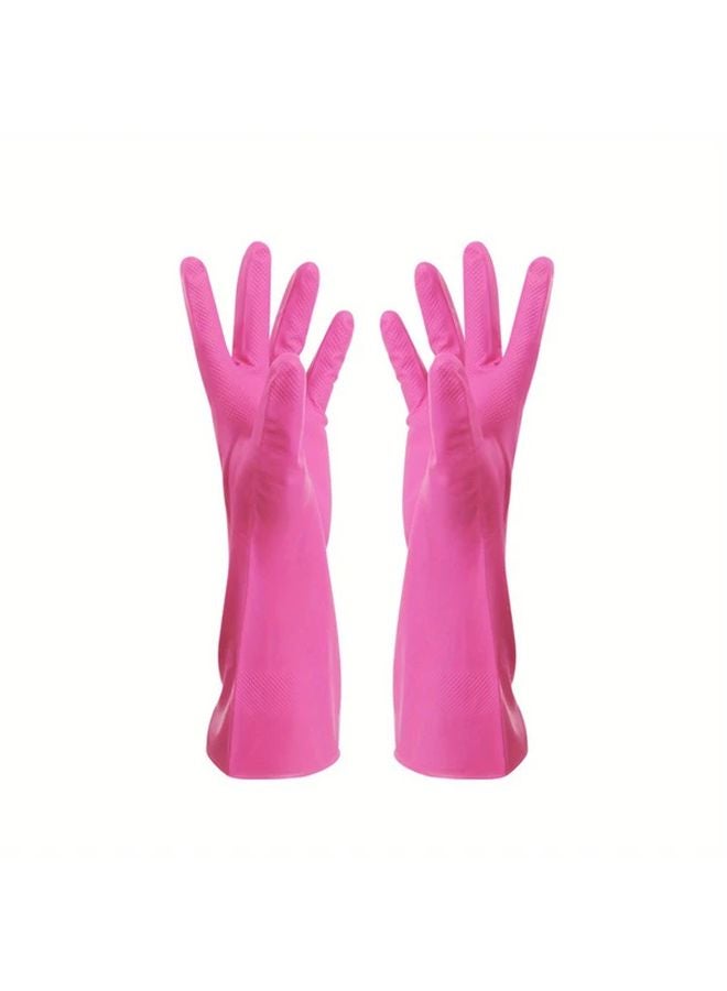 Pink Household Cleaning Gloves Reusable Dish Washing Latex 12.2 Inch Long - Image 1