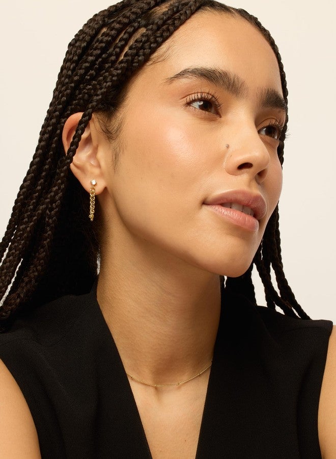 PAVOI 18K Yellow Gold Plated 925 Sterling Silver Posts Dangle Chain Earrings for Women - Cubic Zirconia Studs Drop Earrings - Earscapes - Image 4