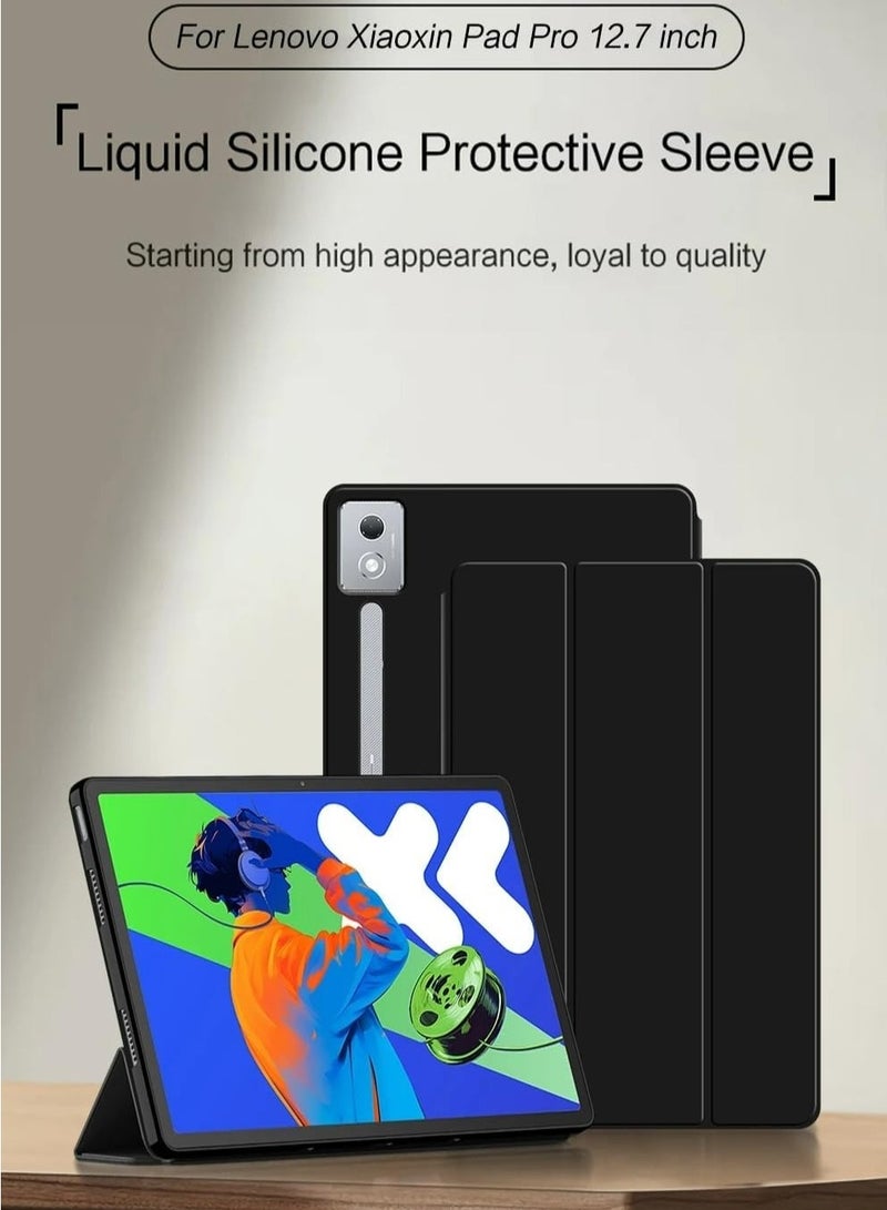 عام حافظة متوافقة مع Lenovo Xiaoxin Pad Pro مقاس 12.7 بوصة 2025 (الجيل الثاني) TB373FU/TB375FC، غطاء ثلاثي الطي مع قاعدة قابلة للطي، حافظة واقية مضادة للصدمات مع وظيفة الاستيقاظ/النوم التلقائي. - Image 5