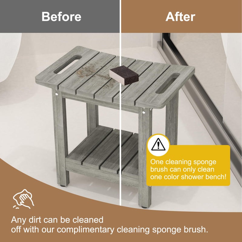 oridom HIPS Shower Benches for Inside Shower, Shower Stool with Space-Efficient Storage Shelf, Waterproof Shower Chair Seat for Spa Bathroom(Light Gray) - Image 4