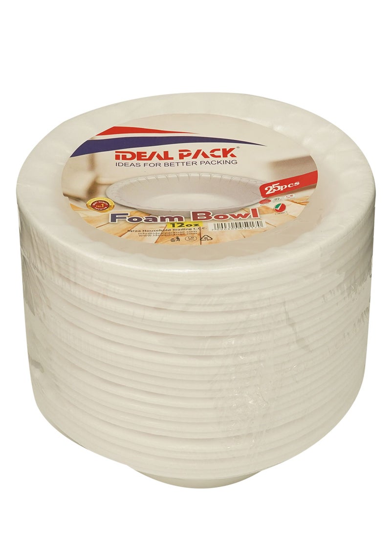 IDEAL PACK FOAM BOWL. 12 OZ  25pcs SET - Image 1