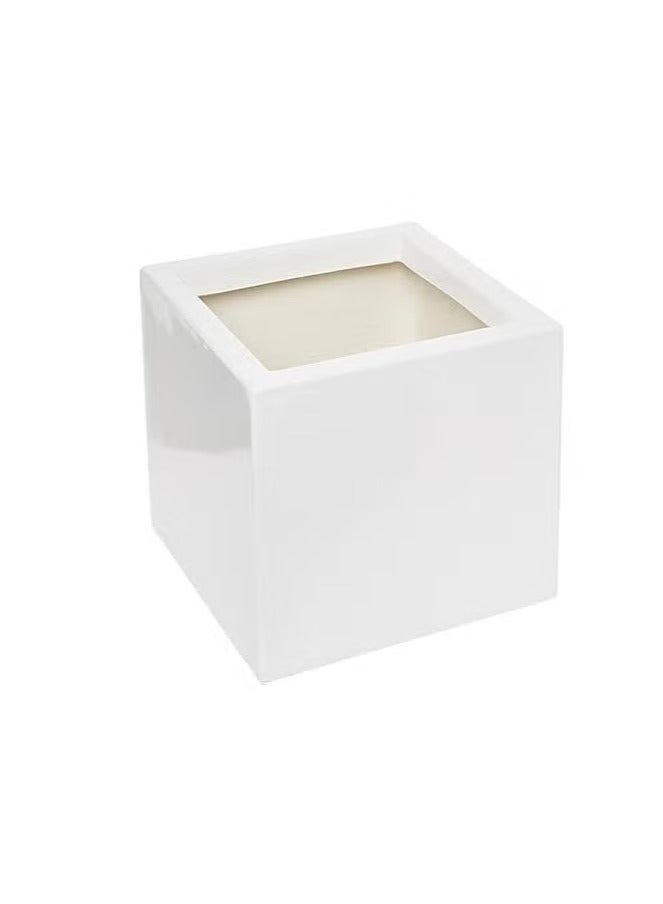 Generic GRP Fiberglass Square White Pot 30x30x30cm (LWH) for Plants and Flower White Color Planter for indoor and Outdoor 