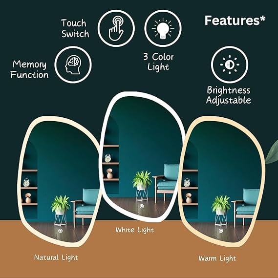 TINITALO Quality Glass led Mirror for Bathroon with Back Light Mirror with Light Touch Sensor Total 3 Light Brightness Adjustable LED 277 18x24 inch - Image 4