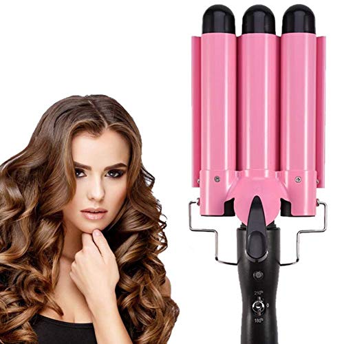 MODVICA 3 Barrel Curling Iron Wand 26mm Hair Waver Temperature Adjustable Ceramic Hair Curling Iron (Pink) - Image 1