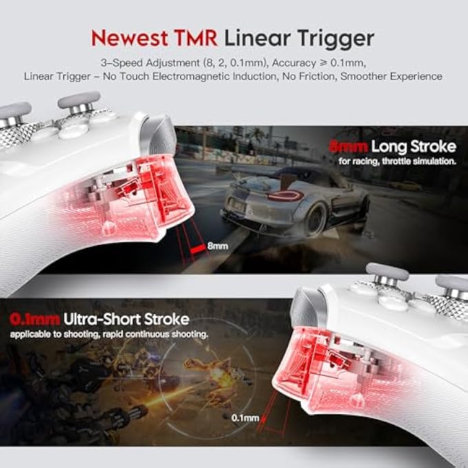 rayihni KP40 BLUETOOTH CONTROLLER FOR PC SWITCH/SWITCH 2 ANDROID IOS - 1000HZ POLLING RATE GAMING GAMEPAD WITH ADJUSTABLE TMR JOYSTICKS, TMR TRIGGERS, OPTICAL BUTTONS, 6-AXIS GYRO, AI VIBRATION FOR - Image 2