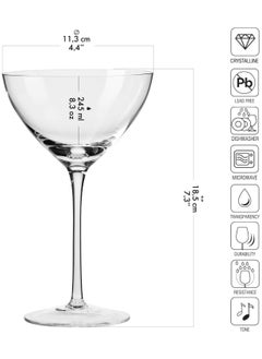 Krosno Krosno Martini Cocktail Glasses 245ml | Set of 6 | 8.3 oz | Harmony Collection | Perfect for Home, Restaurants and Parties | Dishwasher Safe  - Image 2