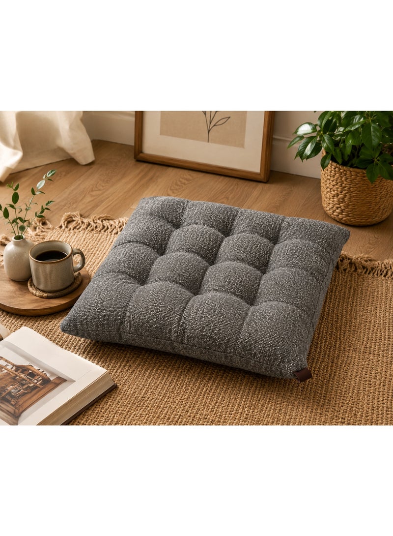 Square Padded Floor Cushion with Comfortable Design in Gray - Image 2