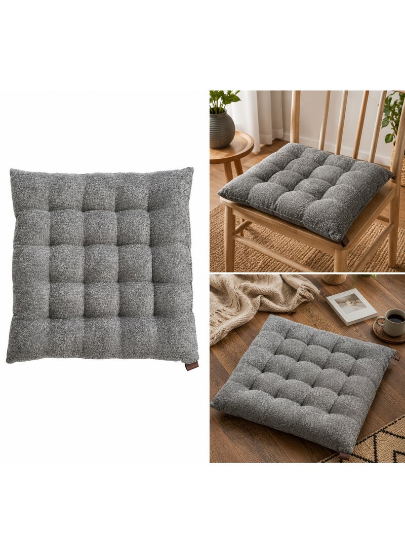 Square Padded Floor Cushion with Comfortable Design in Gray - Image 3