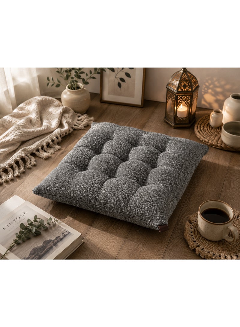 Square Padded Floor Cushion with Comfortable Design in Gray - Image 1