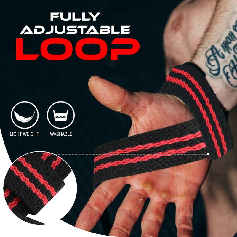 BEAST RAGE Weight Lifting Straps Fitness Padded Cotton Wrist Support Gel Advanced Grips Dumbbell Bar Wraps Heavy Duty Gym Bodybuilding Straps Power Deadlift Barbells Non Slip Exercise - Image 5