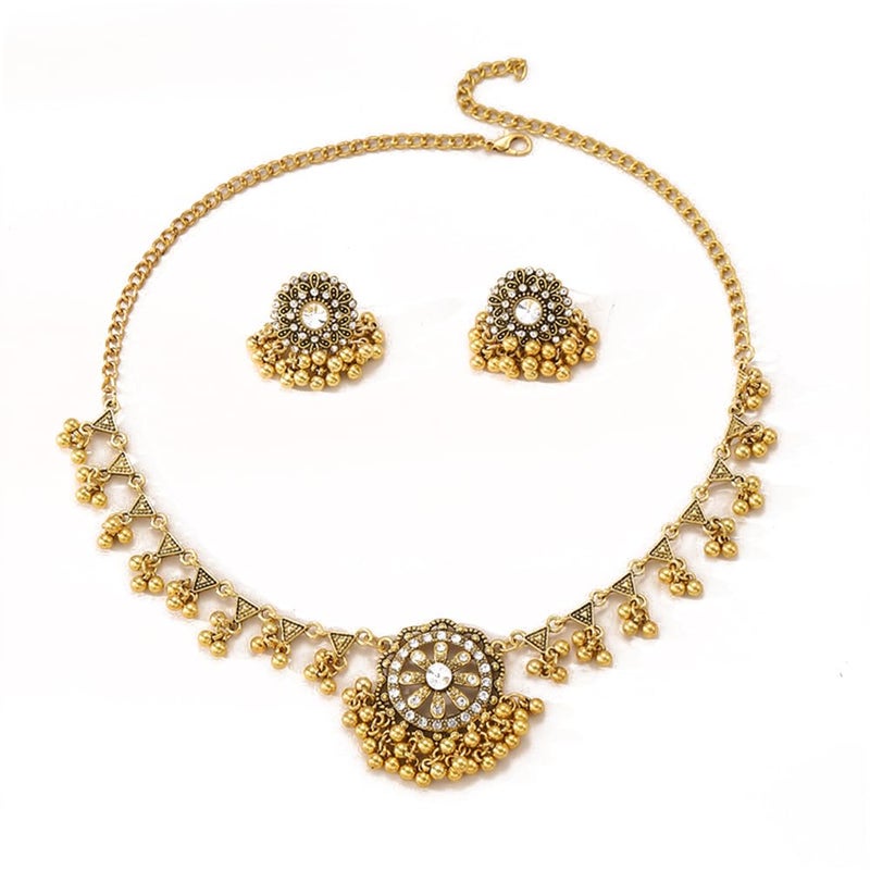 OIDIMS Bohemian Flower Earrings Pendant Necklace Jewelry Set Wedding Party Imitation Cubic Zirconia Choker Drop Dangling Tassel Bollywood Cocktail Party Birthday Xmas Valentine's Day Jewelry Gifts for Women - Image 1