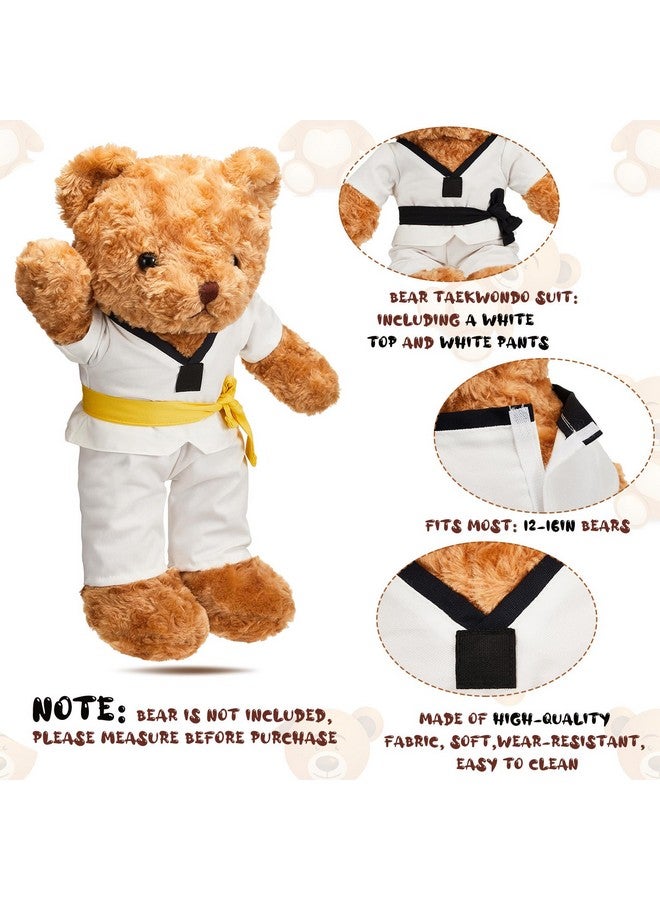 Civaner Civaner Taekwondo Uniform Outfit Bear Clothes with Belts, Bear Not Included, Fit 12-16 in, Clothes for Taekwondo Uniform Stuffed Animal Clothing for Birthday Gift Party  - Image 2