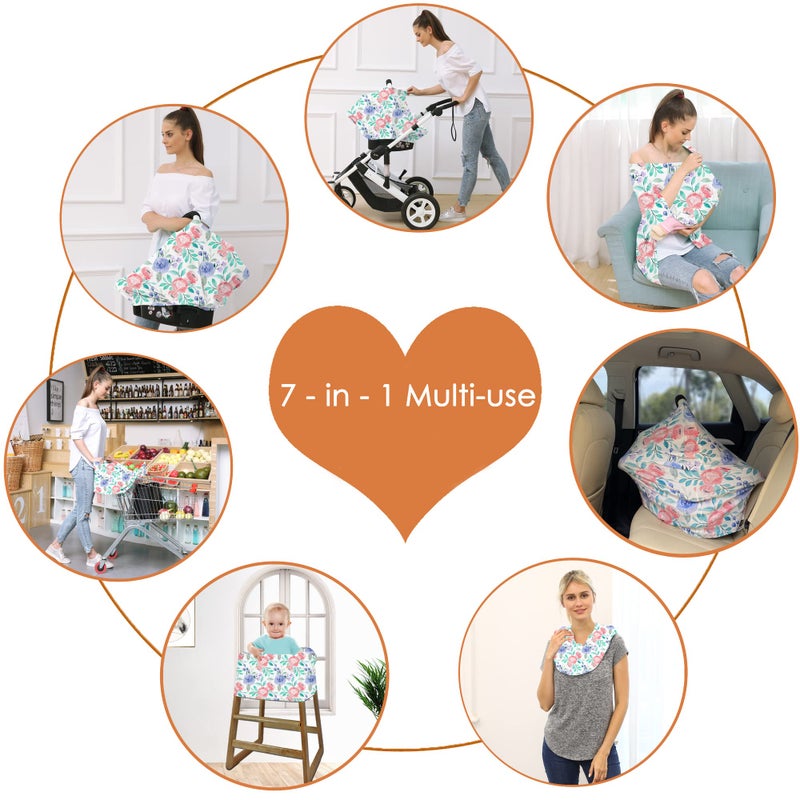 Hicoco Carseat Cover for Boys and Girls - Multi-use Nursing Canopy for Breastfeeding, Stroller, High Chair Cover (Rose) - Image 5