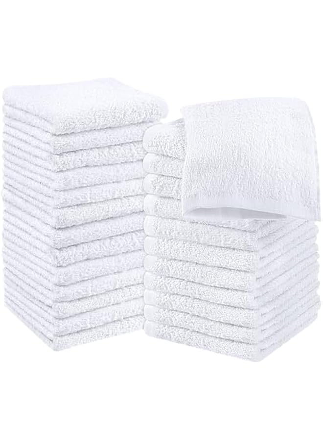 The Bros 24 Pack Cotton Towels Washcloths, 12 x 12inch, Ultra Soft, Gentle and Durable Face Towels, Luxurious Hotel Quality, Ultimate Comfort, Perfect for Home, Gym, Spa and Beyond, White - Image 1