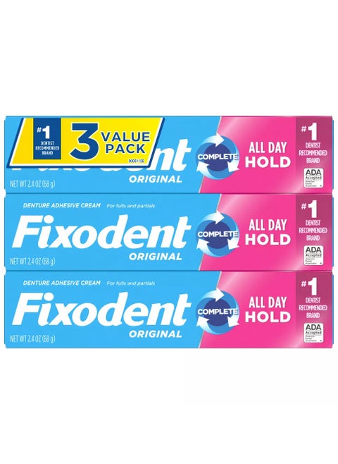 (Pack of 3) Original Complete Denture Adhesive Cream - 3x2.4 oz