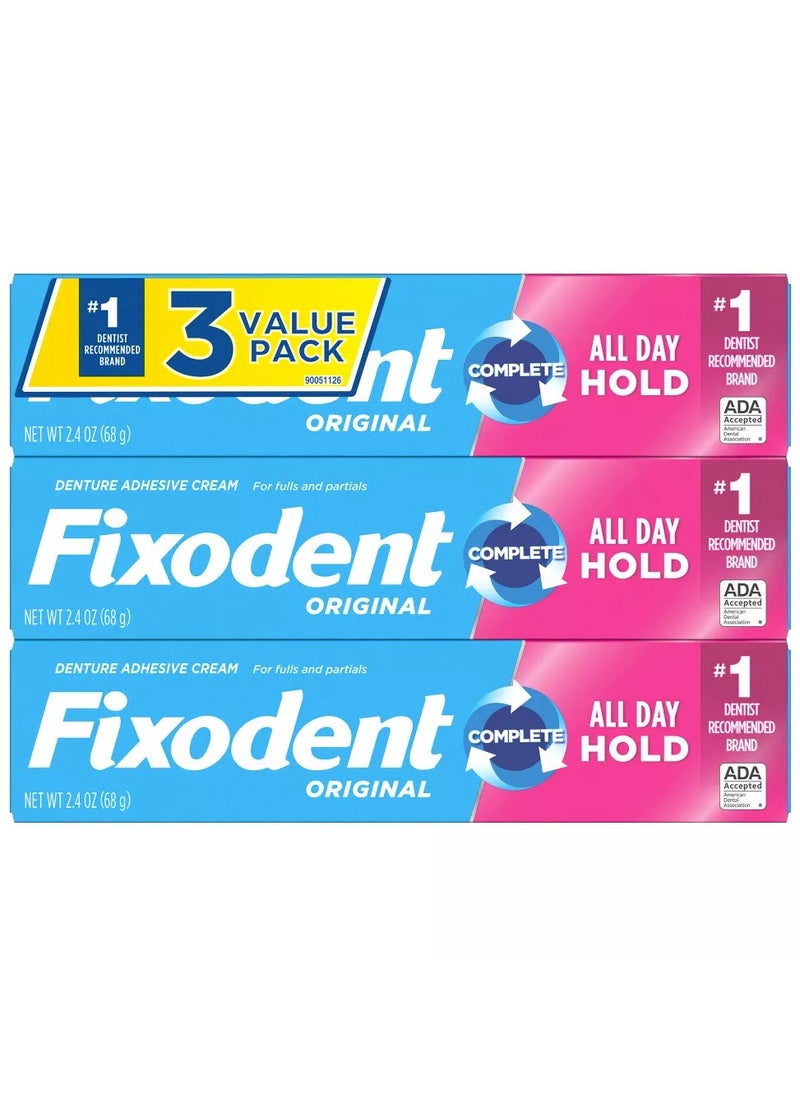 Fixodent - (Pack of 3) Original Complete Denture Adhesive Cream - 3x2.4 oz - Image 1