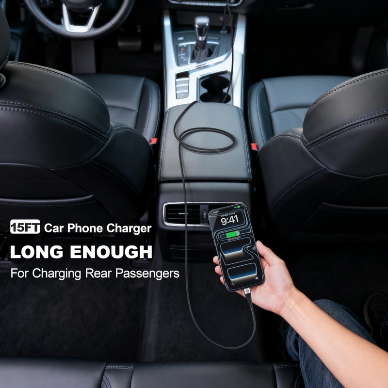 ohbox Extra Long USB C to USB C Cable 15FT 100W, USB C Charger Cable Fast Charging Cord Braided, Type C Cable for iPhone 17 16 15/15Plus/15Pro/Max, MacBook Pro/Air, iPad Pro/Air/Mini,Samsung,Pixel,Laptop - Image 5