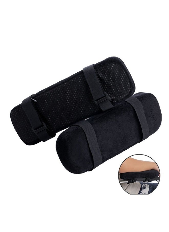 yongsheng 2-Piece Chair Armrest Pads Black 23.5*7.5*3cm， Chair Armrest Pads (2 Pack), Memory Foam Home/Office Chair Arm Rest Covers Comfy Computer Gaming Elbow Cushion Removable Washable Elbow Support Forearm Pressure Relief, Black  - Image 1