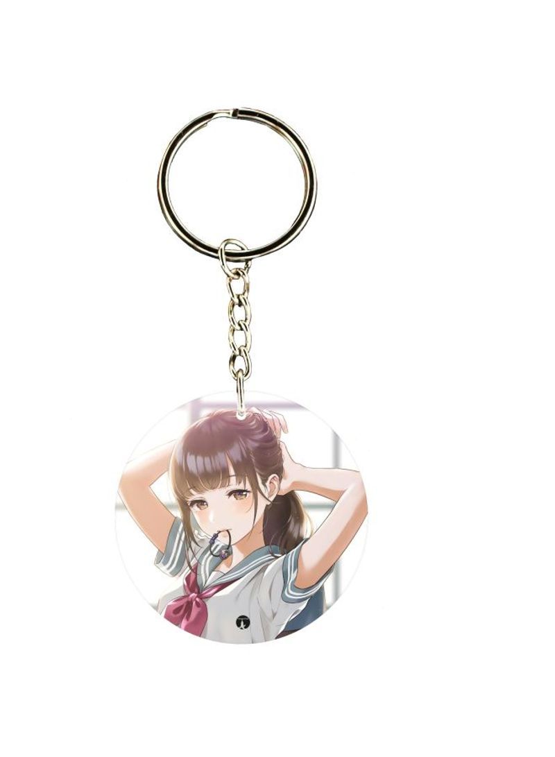 Double Sided Girl Printed Keychain