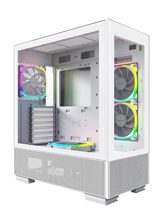 MONTECH Sky Two aRGB ATX Mid Tower Computer Cases, Up to 360mm Radiator Support, 4x Preinstalled PWM Fans, Side & Bottom Dust Filter, Built-In Cable Management, White | SKY TWO WH  - Image 1