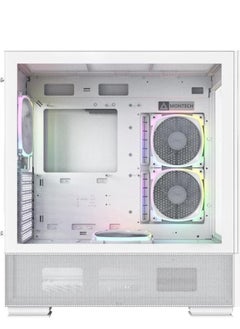 MONTECH Sky Two aRGB ATX Mid Tower Computer Cases, Up to 360mm Radiator Support, 4x Preinstalled PWM Fans, Side & Bottom Dust Filter, Built-In Cable Management, White | SKY TWO WH  - Image 2