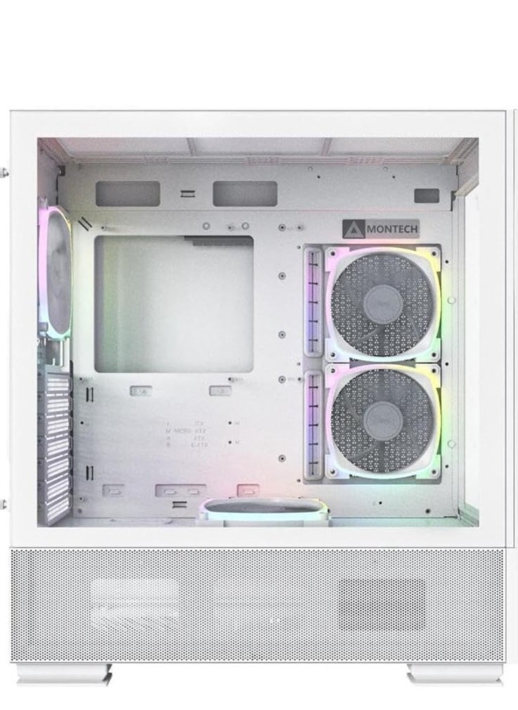 MONTECH Sky Two aRGB ATX Mid Tower Computer Cases, Up to 360mm Radiator Support, 4x Preinstalled PWM Fans, Side & Bottom Dust Filter, Built-In Cable Management, White | SKY TWO WH  - Image 2