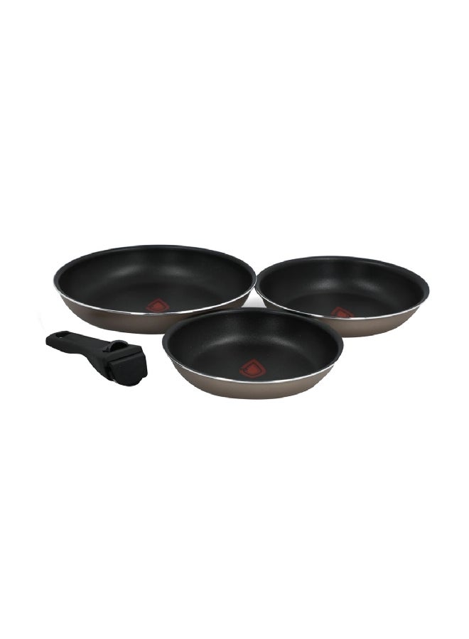 بيرجنر مجموعة مقالي مكونة من 3 قطع متينة مع مقبض قابل للفصل باللونين الأسود والرمادي 6 × 29 × 36 سم BG-34801 - Image 1