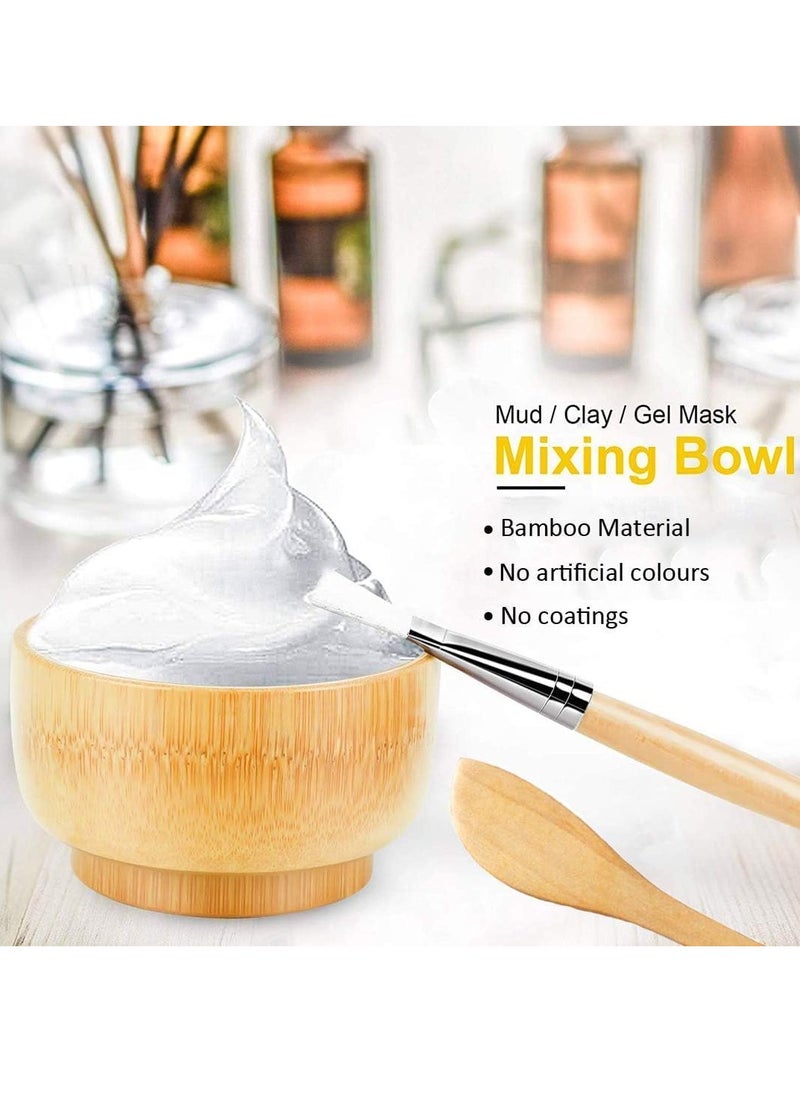 Bukela - Face Mask Mixing Bowl Set, 4 In 1 DIY Clay Mask Mixing Kit, Facial Bowl With Mask Brush And Stirring Spatula, Bamboo Mask Mixing Tools For Mixing Clay Mask DIY - Image 1