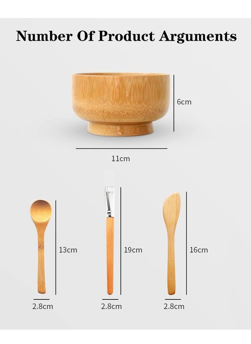 Bukela - Face Mask Mixing Bowl Set, 4 In 1 DIY Clay Mask Mixing Kit, Facial Bowl With Mask Brush And Stirring Spatula, Bamboo Mask Mixing Tools For Mixing Clay Mask DIY - Image 1