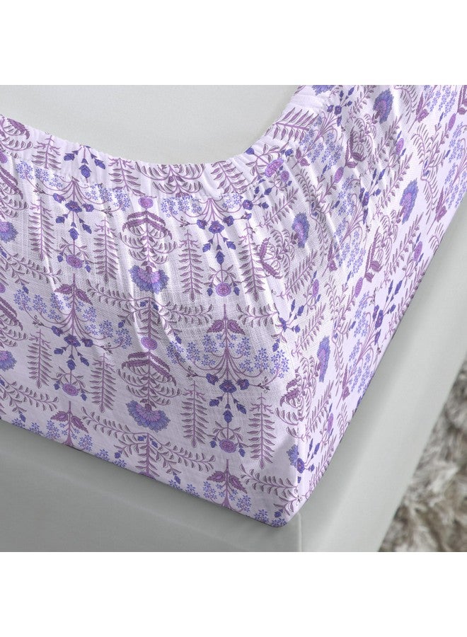 Trident Soft Comfort Fittedsheet for Double Bed, 210 TC 100% Cotton Elastic Fitted Bedsheet, Soft and Breathable, King Size Fitted Bedsheet with 2 Pillow Covers - Lilac Affair - Image 5