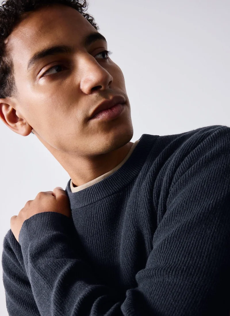 Matalan Navy Smart Ribbed Jumper