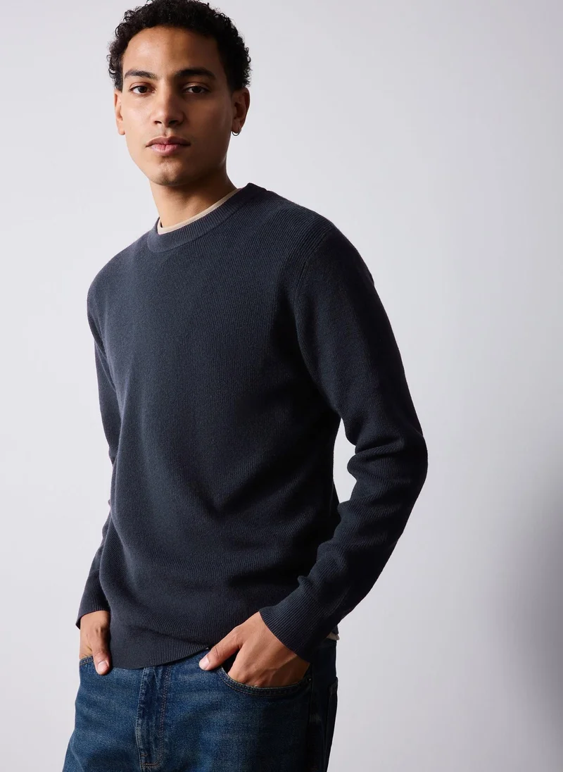 Matalan Navy Smart Ribbed Jumper