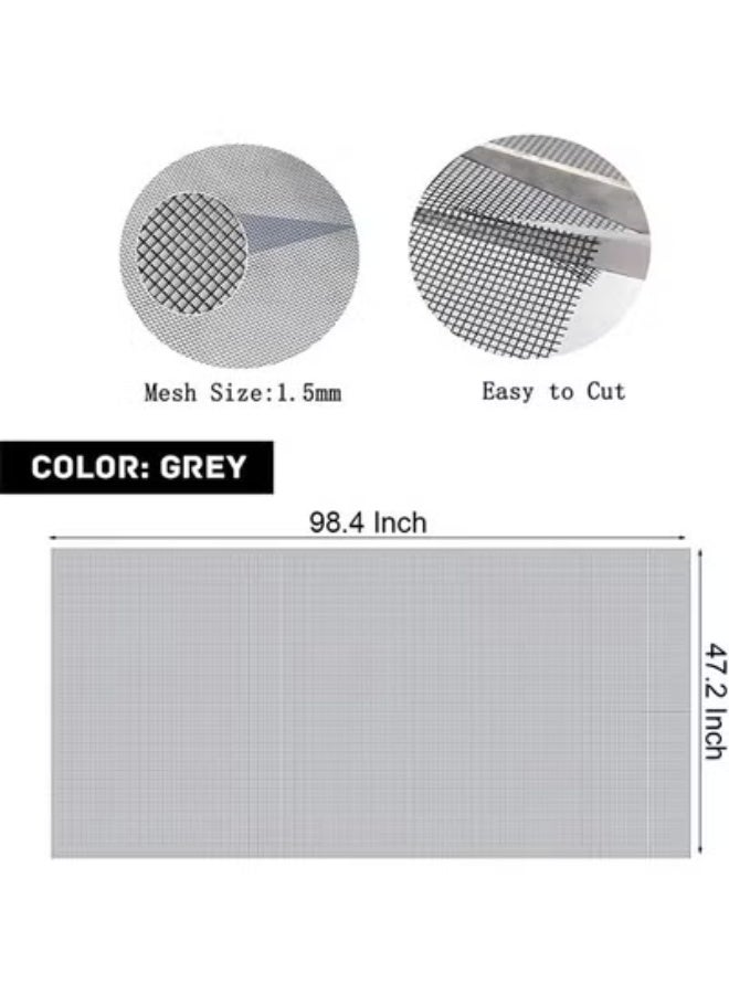 fantasize Window Screen Mesh, 120 x 250cm Grey Fiberglass Screen Insect Mesh, Adjustable Fiberglass Screen Repair Kit - Image 2