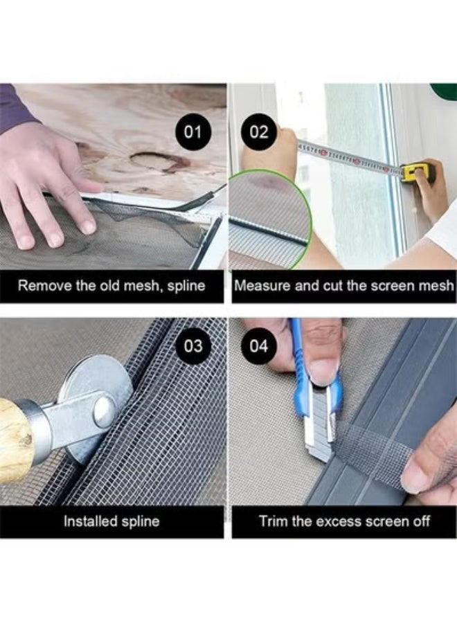 fantasize Window Screen Mesh, 120 x 250cm Grey Fiberglass Screen Insect Mesh, Adjustable Fiberglass Screen Repair Kit - Image 3